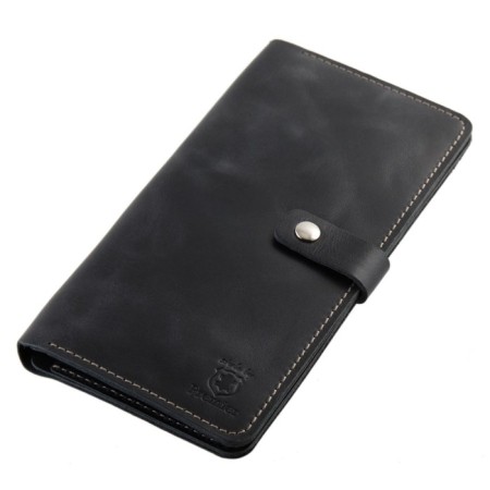 Portmone on the button, 3 departments for bills, 6-rarthes, 1-Monet, black pulp