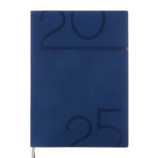Dated diary of 2025, A5+, 176 sheets of Escalada, soft cover cover, pancake embossing, lies, cream block 70 g/m2, blue