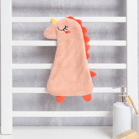 Lovelife hand towel "Dino", col. Pink, 40x19 cm, 100% PE, microfiber 280 g/m2