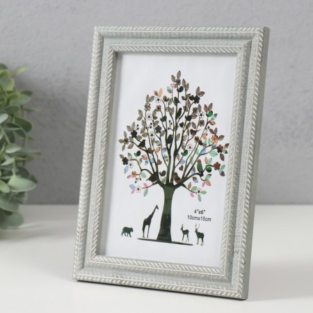 Photo frame plastic 10x15 cm "Double braid" gray 17.4x12.5x1.1 cm-1