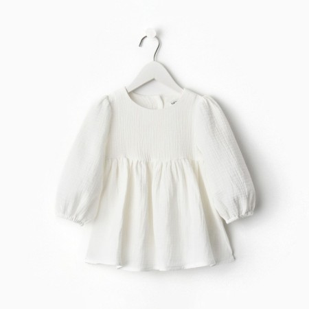 Children's dress with long sleeve KAFTAN "Muslin", size 30 (98-104 cm) White color-9