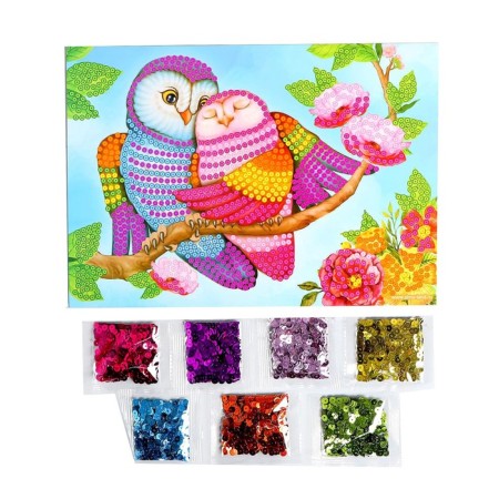 Application with sequins with an adhesive layer "Owls", 21 × 30 cm-2