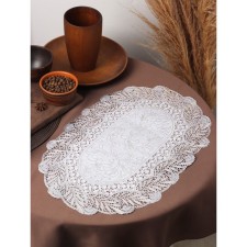 A set of openwork lapels for the table “Sunflower”, 46 × 30 cm, 4 pcs, PVC, silver color