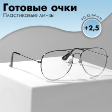 Glasses GA0498 (Color: C1 silver; diopter: +2.5; tint: no)
