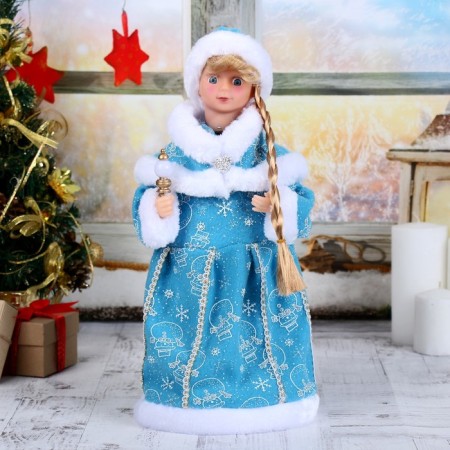 Snow Maiden "Blue fur coat with a staff" moves, 40 cm