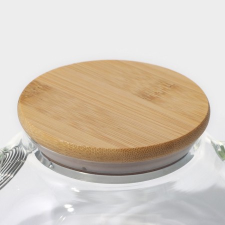 Glass teapot with a bamboo lid and a metal filter Bellatenero Eco, 600 ml, 18 × 12 × 10 cm-2