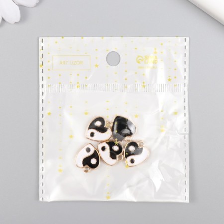 Decor for creativity metal, enamel "Heart Yin-Yang" gold 0.3x1.4x1.6 cm-3