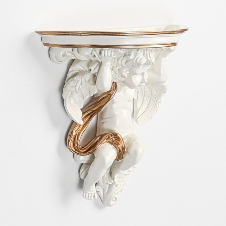 Wallness Decor-Column "Angel, 23.2 x 22 cm, white with gold-2