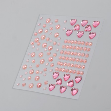 Rhinestones self -adhesive figured "Assorted", 153 pcs on the sheet, pink color-3