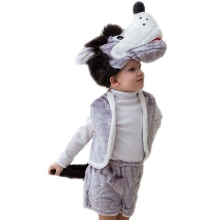 Carnival costume "Wolf", hat, vest, shorts with a tail of 5-7 years, height 122-134 989/b