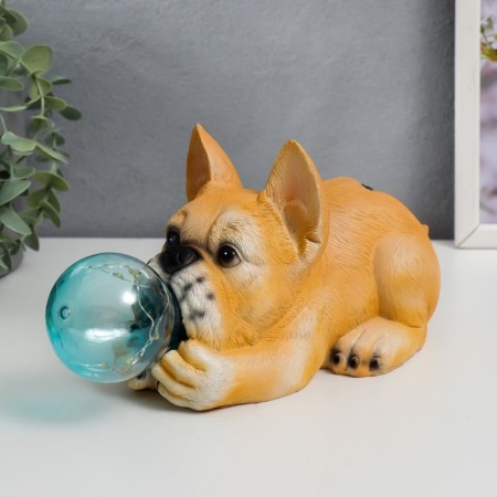 Souvenir Polystone Light "Bulldog and soap bubble" from the solar battery 12x11.5x26 cm-4