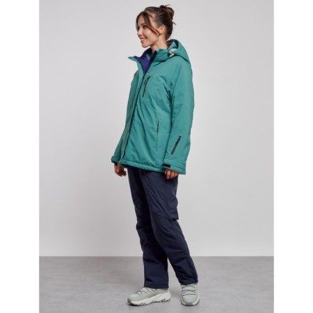 Ski suit female winter, size 58, green color-1