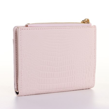 Women's wallet on the button, pink color-1
