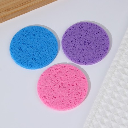 Washing sponge, round, 3 pcs, color mix-3