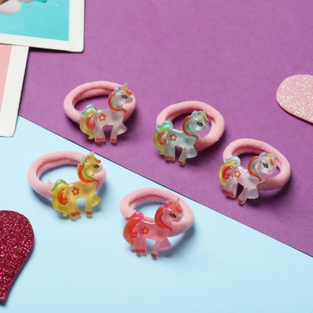 Hair elastic band "Baby" (set 10 pcs) Unicorn is bright, mix-1