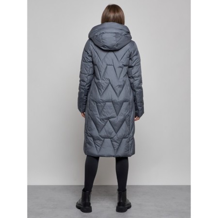 Coat insulated winter female, size 46, dark blue color-3