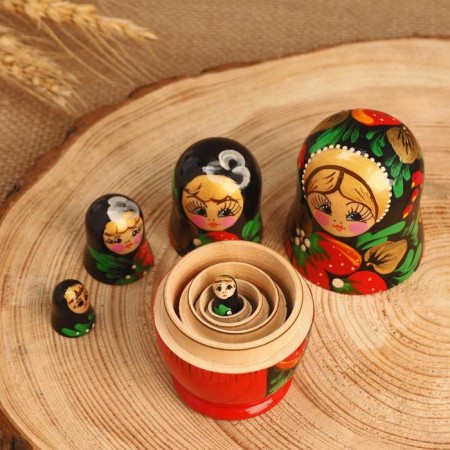 Nesting doll "handkerchief", 5 doll, 10-13 cm, manual painting-2