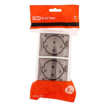 TDM Seliger socket, 16 A, IP54, double, with salary, open, with a lid, white-3