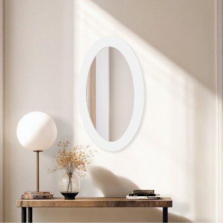 Wall mirror, oval, white 37.5x57.5 cm, zp = 29.5x49.5 cm