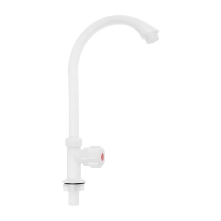 Tap for one water Zein Z2019, round handle, plastic, high R-shaped spout, white-2