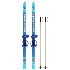 Ski -adolescent kit: skiing 120 cm, sticks 90 cm, color mix