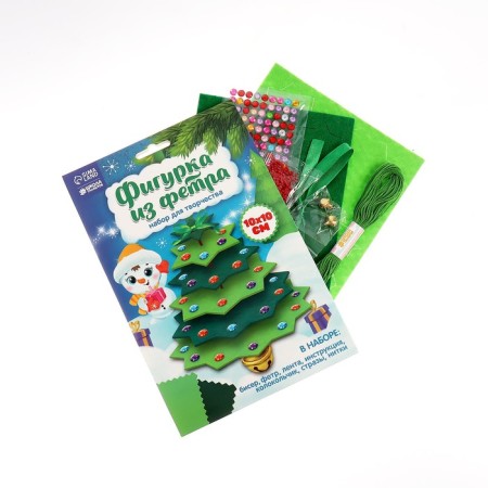 New Year's toy of felt "New Year! Christmas tree with a bell "-3