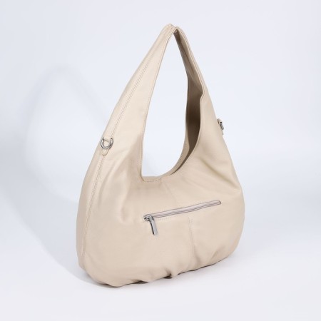 Love bag with a zipper, 3 outer pockets, beige color-1
