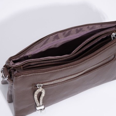 Cross-Bodi Bag on a zipper, brown color-6
