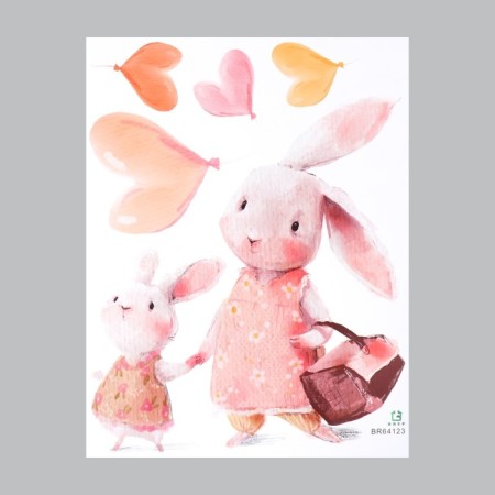 Sticker Plastic Interior Color "Zaychat - Mom and daughter" 45x60 cm-1