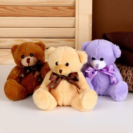 Soft toy "Tender Bear", bow, traces, color mix-4