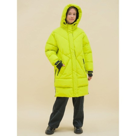 Coat for girls, height 116 cm, yellow color-7