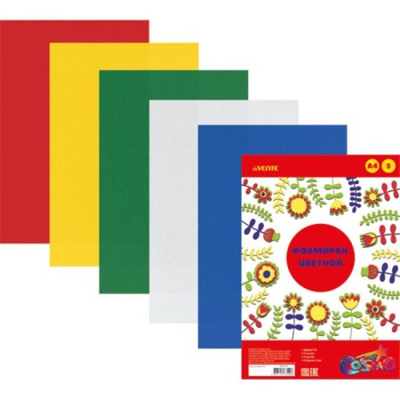 Foamiran colored, A4, 2 mm, Devente set, 5 sheets x 5 colors