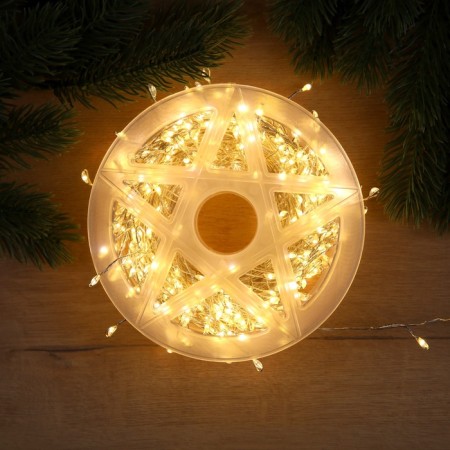 Garland "tinsel" 20 m dew, IP44, silver thread, 600 LED, 8 modes, warm white glow, 18 in