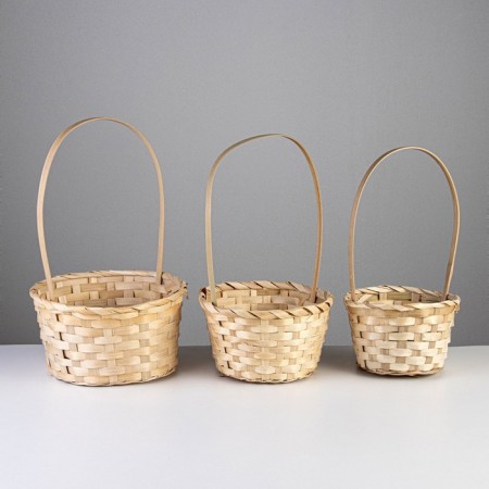 A set of wicker baskets (bamboo), 16xh10/32 cm, 18xh10/34 cm, 21xh10/36 cm, 3 pcs