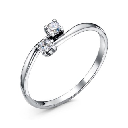 Ring "Touch", echoing with oxidation, white color, 17 size