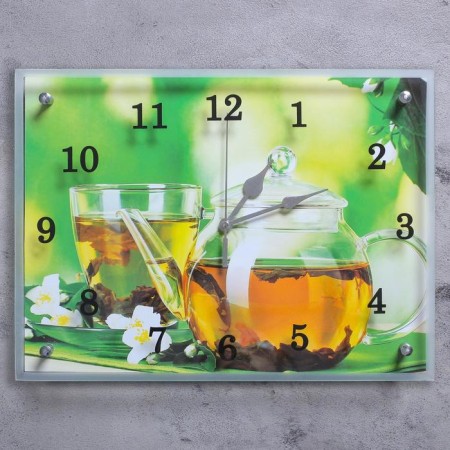 Carty clock is wall, series: kitchen, "teapot of tea", 30x40 cm