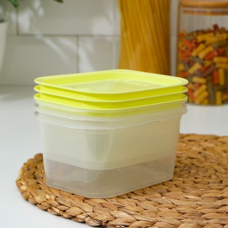 A set of food containers with a steam outlet, 3 pcs: 750 ml, 500 ml, 500 ml, rectangular, mix color-2