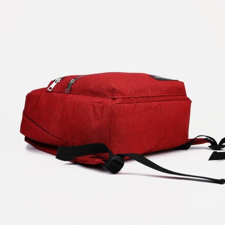 A backpack with a zipper, rise, external pocket, red color-2