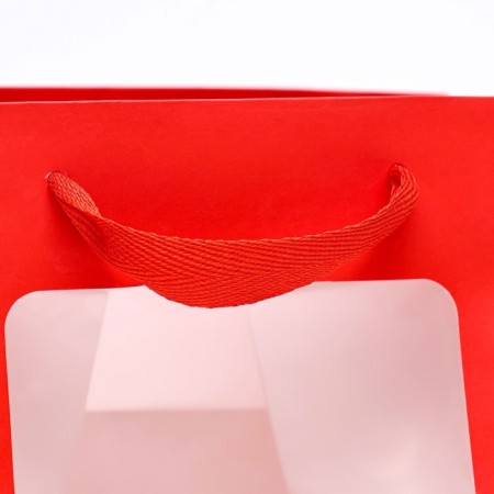 Crafts with a square bottom and window, 15 x 15 x 15 cm, red-2