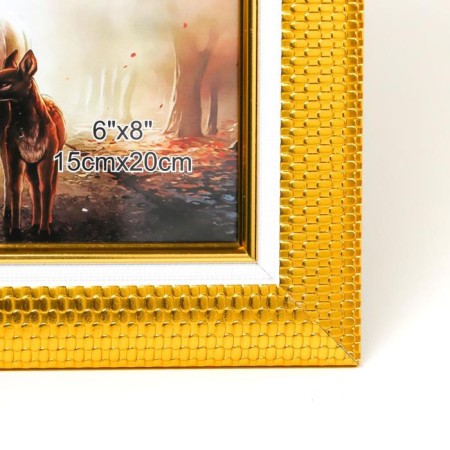 Photo frame plastic 15x20 cm "Golden bricks with a white insert" 25x20 cm-2