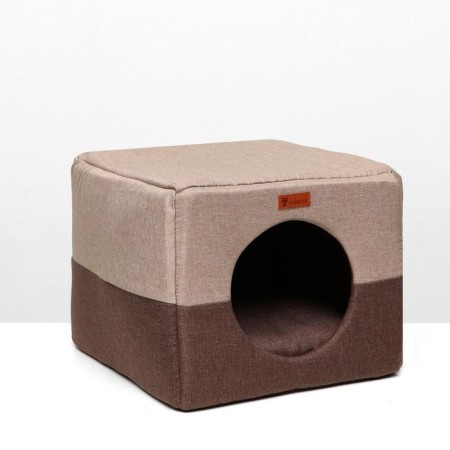 House-Transformer "Square", Rogozhka, Poron, 43 x 42 x 34 cm, beige-brown