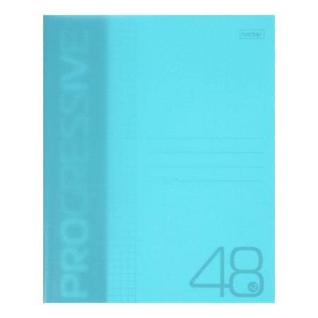 Notebook 48 sheets in the Progressive cage turquoise, plastic cover, block 65 g/m²