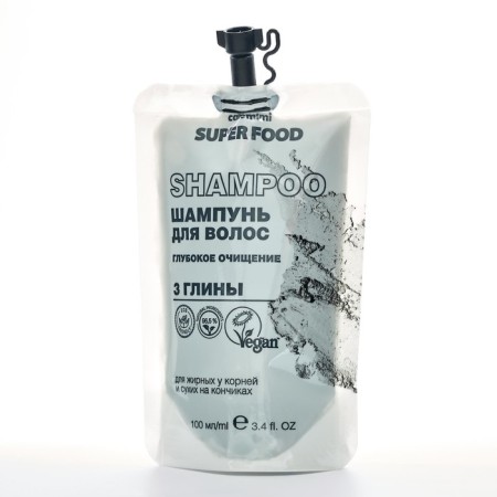Hair shampoo Café Mimi Super Food “Deep purification. 3 clay ", 100 ml