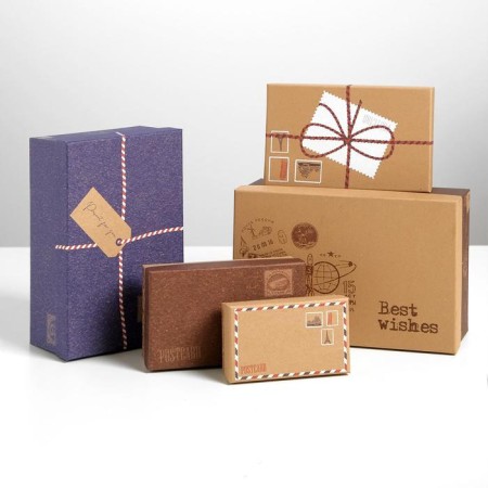 A set of craft boxes 10 in 1, gift packaging, “mail”, 12 x 7 x 4 - 32.5 x 20 x 12.5 cm-3