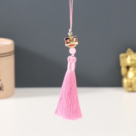 Textile suspension, metal "Chinese lion" pink 1x1.2x10 cm