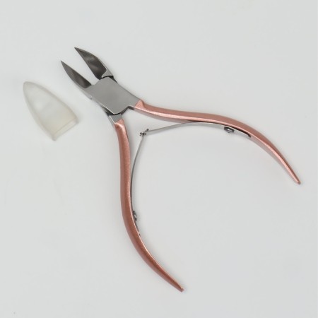 Pedicure nippers, 2 springs, 10.5 cm, blade length - 15 mm, silver/pink -golden color-4