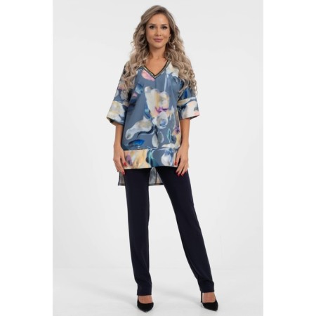 Female blouse, size 42, gray, beige color-5