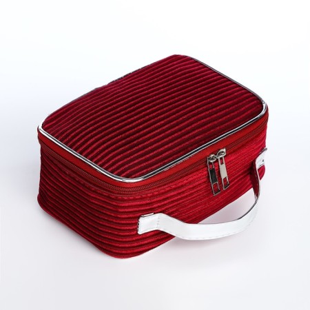 Cosmetic bag with lightning, burgundy color