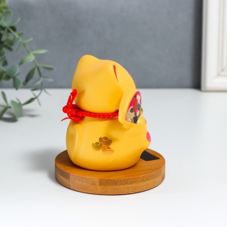 Ceramics pendulum "Maneki-Neko with fan and sakura" from solar batteries 10x10x12 cm-3