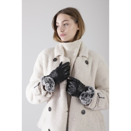 Female gloves, size 7.5, without insulation, black color-3